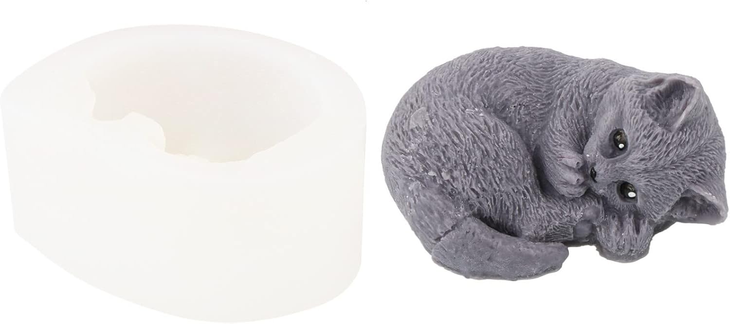Gato durmiendo silicona jabón vela molde Fondant chocolate caramelo pastel decoración hornear pastelería herramientas resina polímero arcilla molde