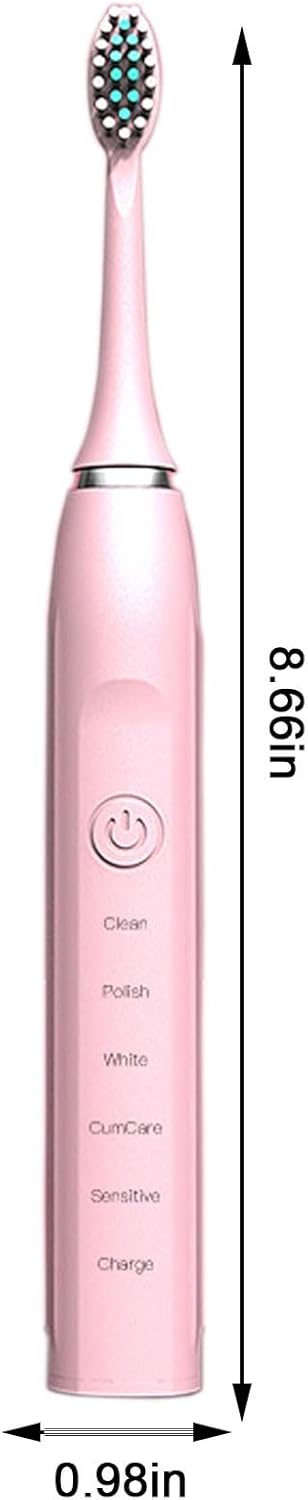 Cepillo de dientes eléctrico con 6 cabezales de cepillo, múltiples modos de limpieza, Ipx7, temporizador inteligente de 20 velocidades, adecuado