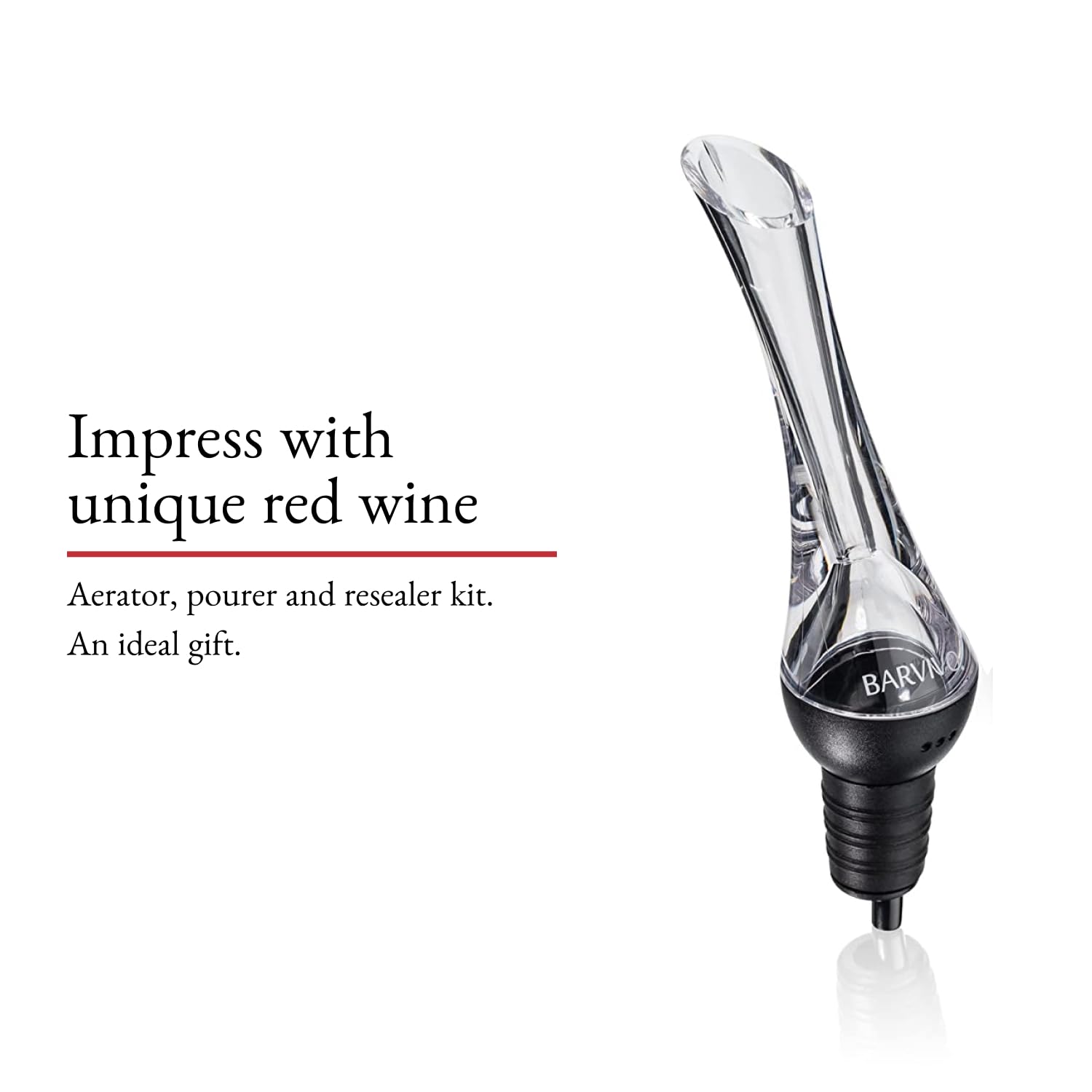 BARVIVO Kit de conservador de vino de alta calidad, tapones para botellas de vino extra fáciles de usar y bomba de vino al vacío, mantiene el vino