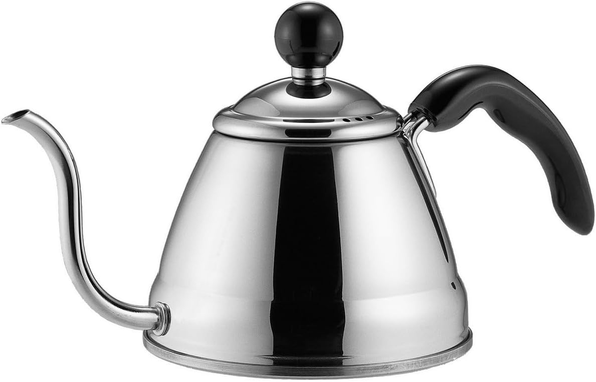 JapanBargain 4061, hervidor de té japonés con cuello de cisne para verter sobre café y té, acero inoxidable, compatible con estufa de calor de