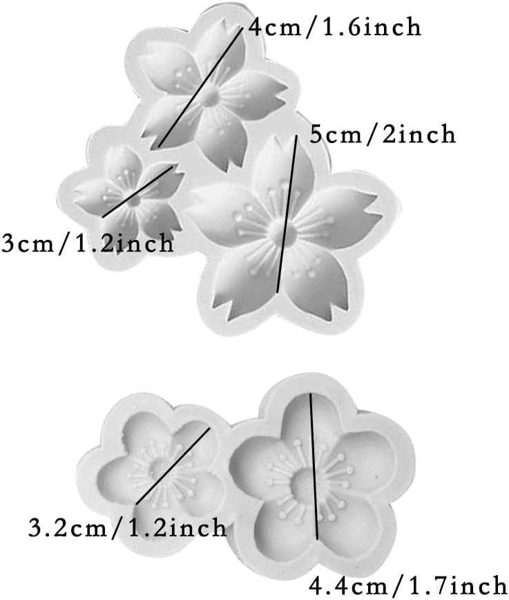 KALAIEN Molde de silicona para fondant de flor de cerezo, 2 piezas para decoración de tartas, decoración de cupcakes, manualidades de azúcar