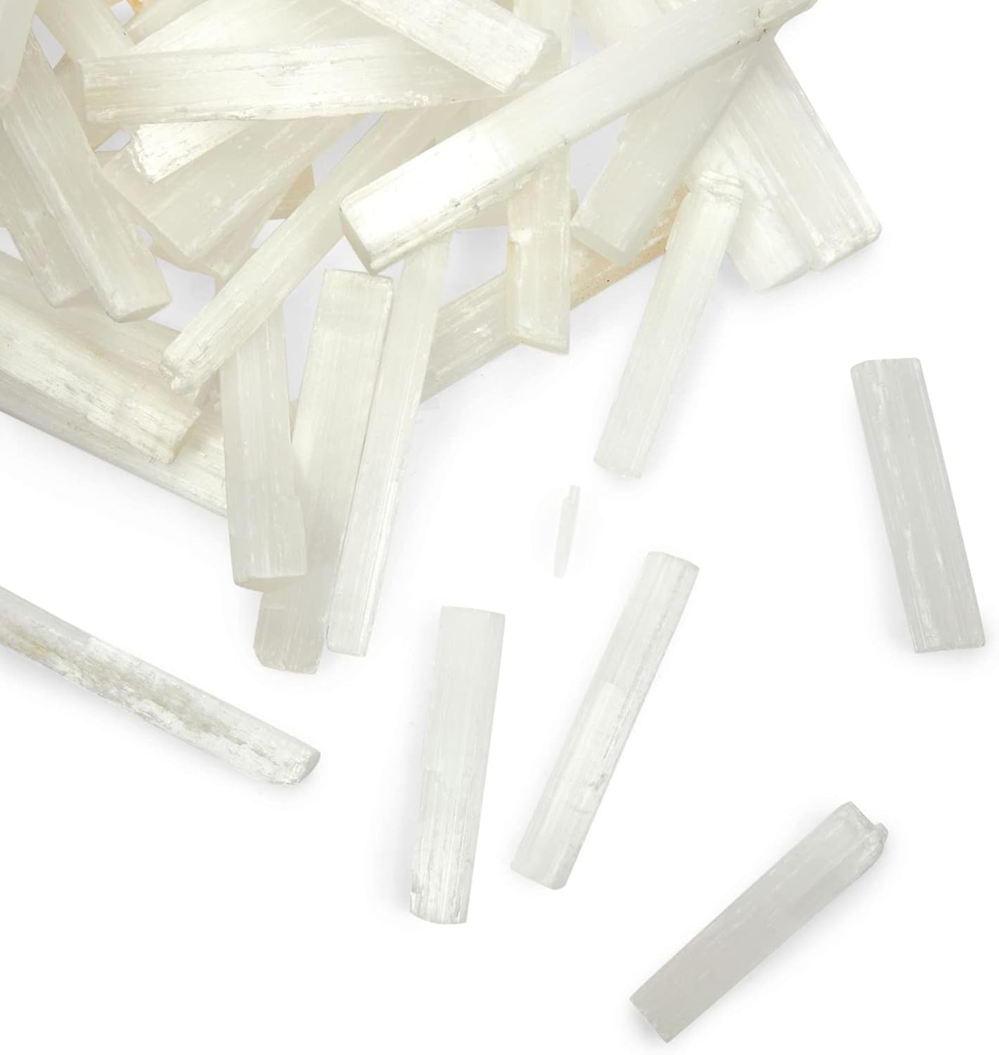 Wellbrite Varitas de selenita a granel, cristales curativos grandes para meditación (3-5 pulgadas, 3 libras)