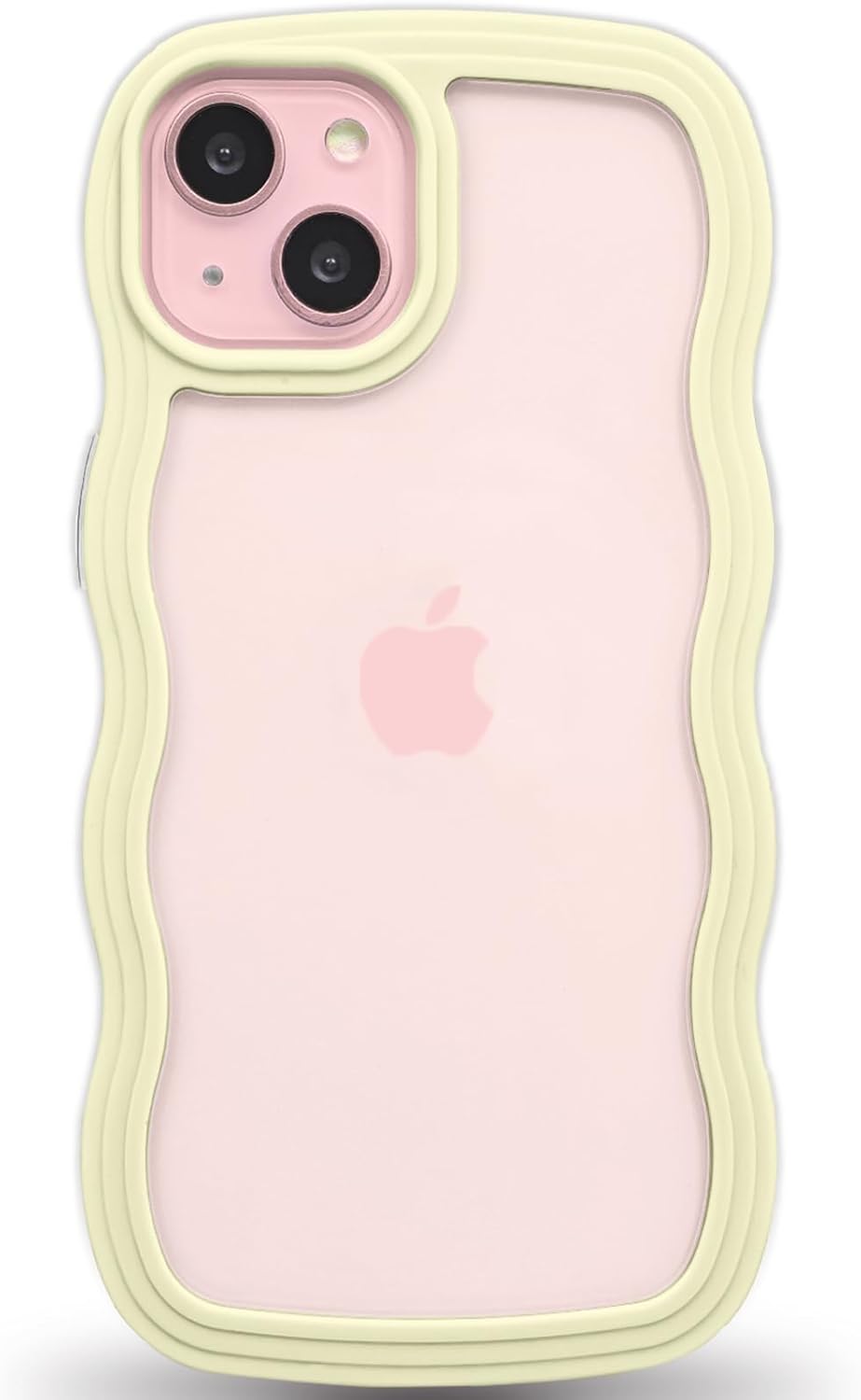Anuck Funda para iPhone 15 con borde ondulado, diseño trasero transparente, agarre antideslizante, forma de marco rizado, a prueba de golpes, TPU