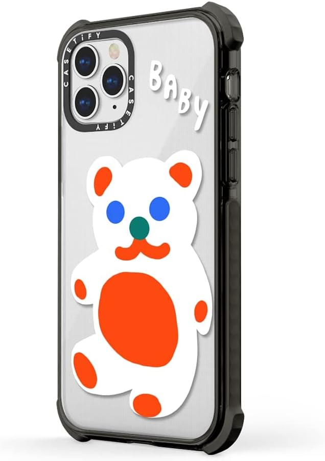 CASETiFY Katie Benn – Funda Ultra Impact para iPhone 12 Pro Max, diseño de oso de bebé, color negro transparente
