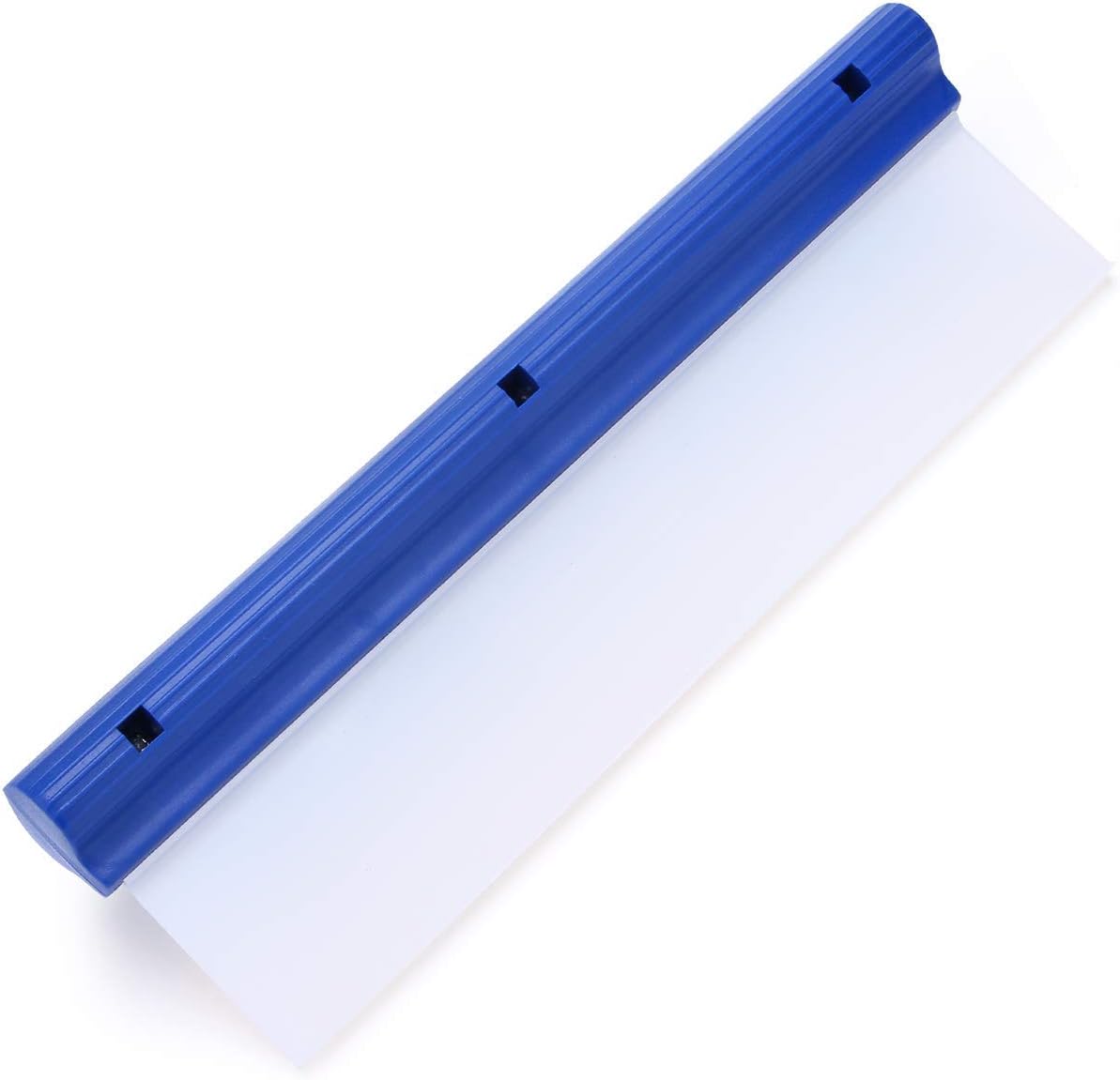 Escobilla de silicona flexible con barra en T de 12 pulgadas para automóvil o hogar, mango azul