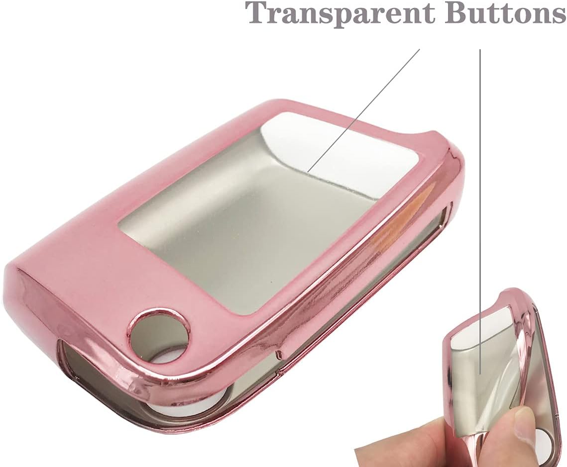Funda protectora de TPU de 4 botones para llavero Volkswagen VW Tiguan Jetta GTI Atlas Golf Polo sin llave (rosa)