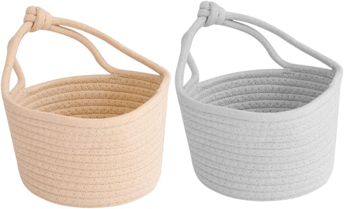 Toyvian Cesta de cosas, 2 unidades, cesta de almacenamiento blanca, canasta tejida para plantas, cestas de almacenamiento de algodón, accesorios