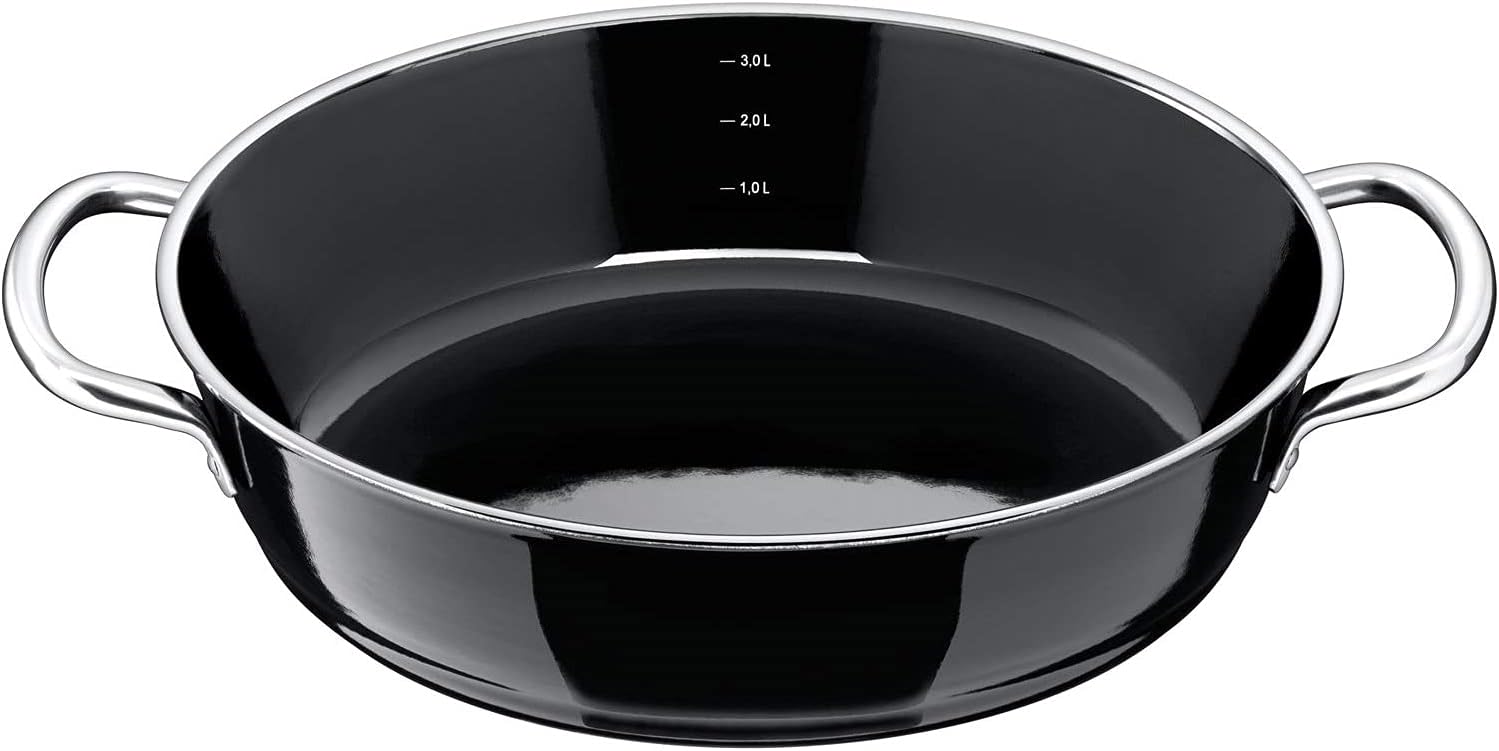 Silit Sartén para asar sin revestimiento Ø 11.0 in, color negro, profesional, fabricado en Alemania, borde de vertido de acero inoxidable, mango de
