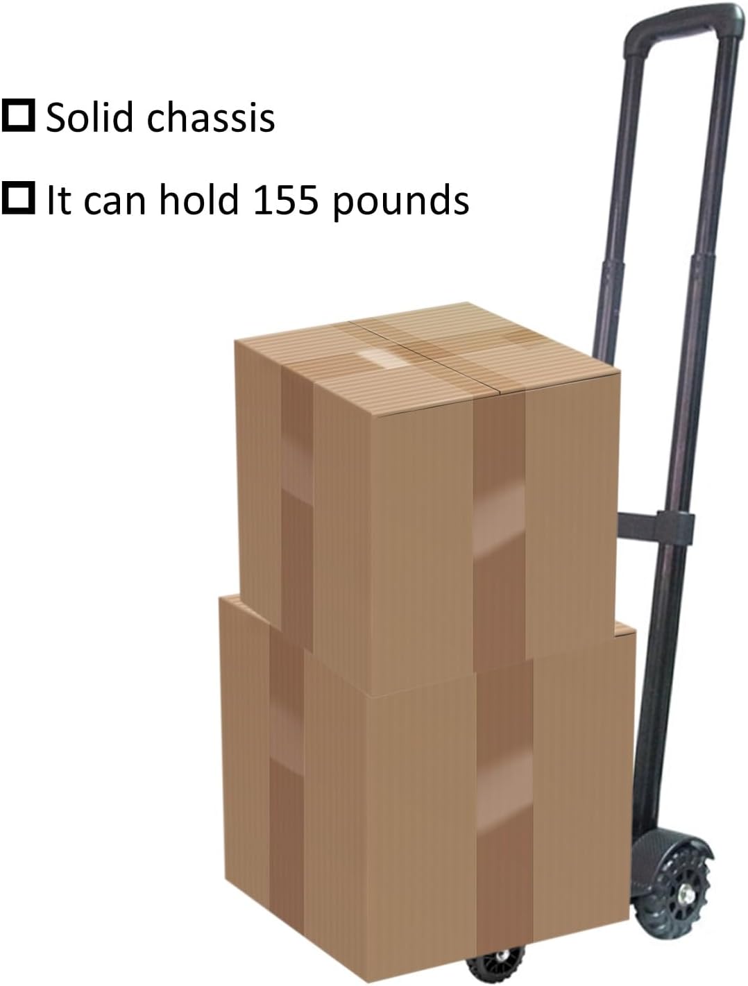 Carro de mano plegable ligero de 4 ruedas, capacidad resistente de 155 libras, carrito de equipaje compacto y portátil para viajes, oficina, compras