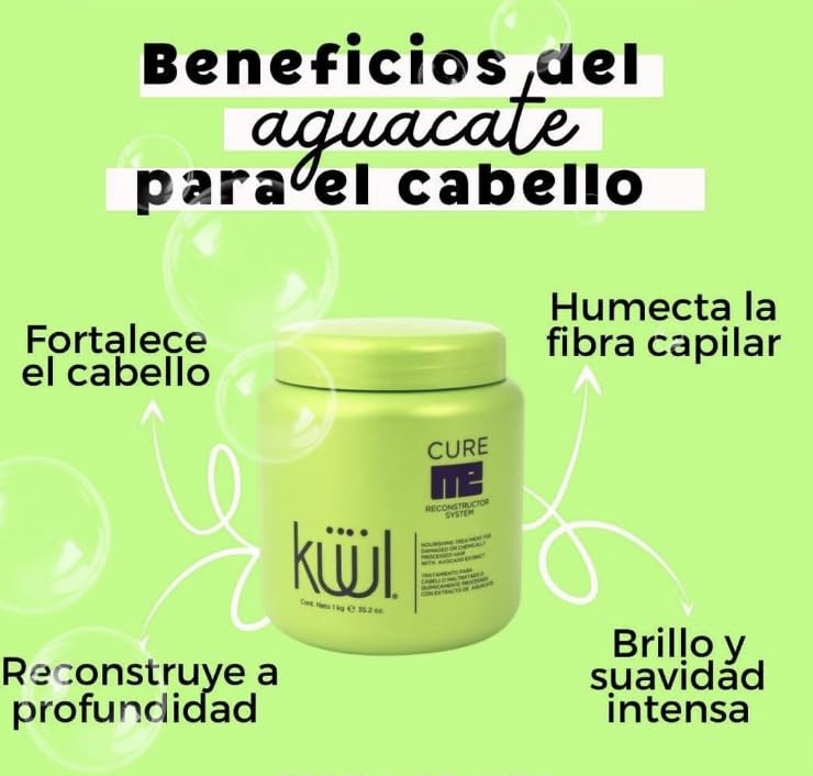 Kuul Cure Me Reconstructor 35.2 oz (Tratamiento Para Cabello Maltratado) AGUACATE (con extracto de aguacate)