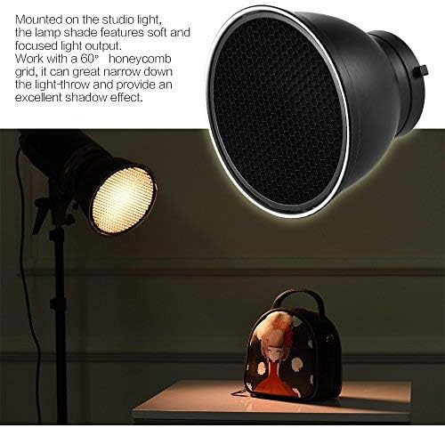 Andoer Difusor reflector estándar de 7 pulgadas con rejilla de panal de 60 para Godox YONGNUO Bowens Mount Studio Strobe Flash Light Speedlite
