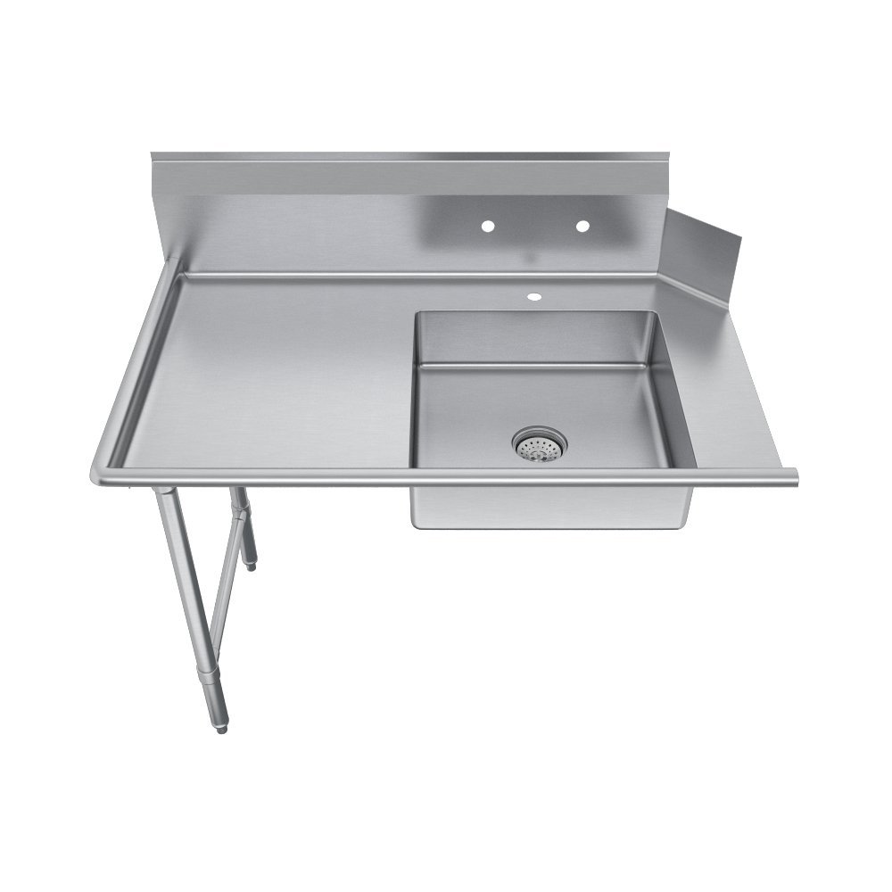 Elkay Foodservice Soiled Dishtable, 1 12″ Diseño de borde enrollado, 60 X 30″ OA, 34 “Altura de trabajo, 10 34” Backsplash, patas galvinizadas,