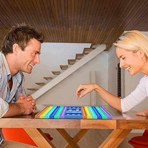 Juguete grande para ansiedad con dados, tablero de ajedrez arcoíris, juguete sensorial de burbujas de silicona para padres e hijos, niños grandes y