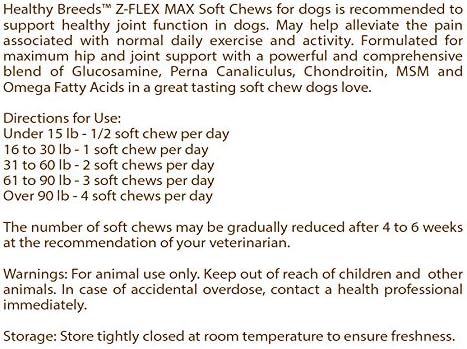 Healthy Breeds Boerboel Z-Flex Max – Soporte para cadera y articulaciones para perro, 180 unidades
