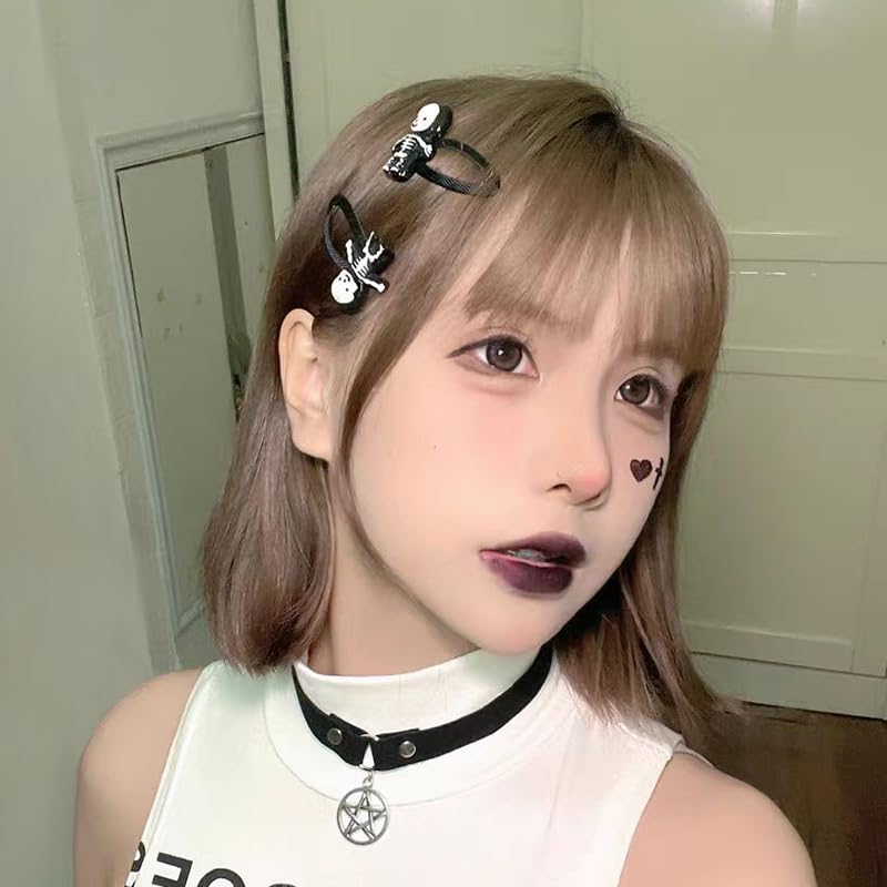 Pinzas para el cabello de Halloween para mujeres y niñas, pinzas para el cabello con diseño de calavera y esqueleto, paquete de 3 unidades,