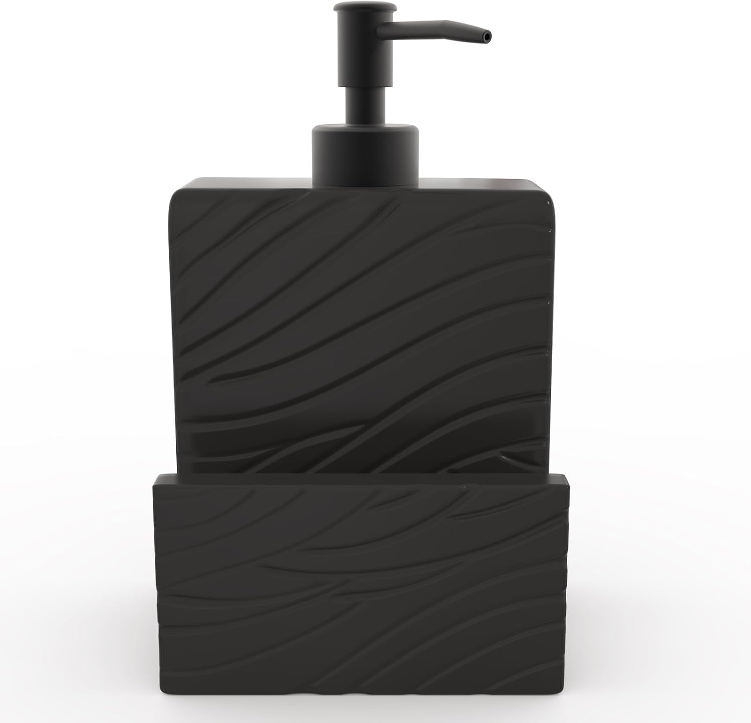 Dispensador de jabón con soporte para esponja, dispensador de jabón de cerámica para fregadero de cocina, dispensador de jabón líquido 2 en 1 con