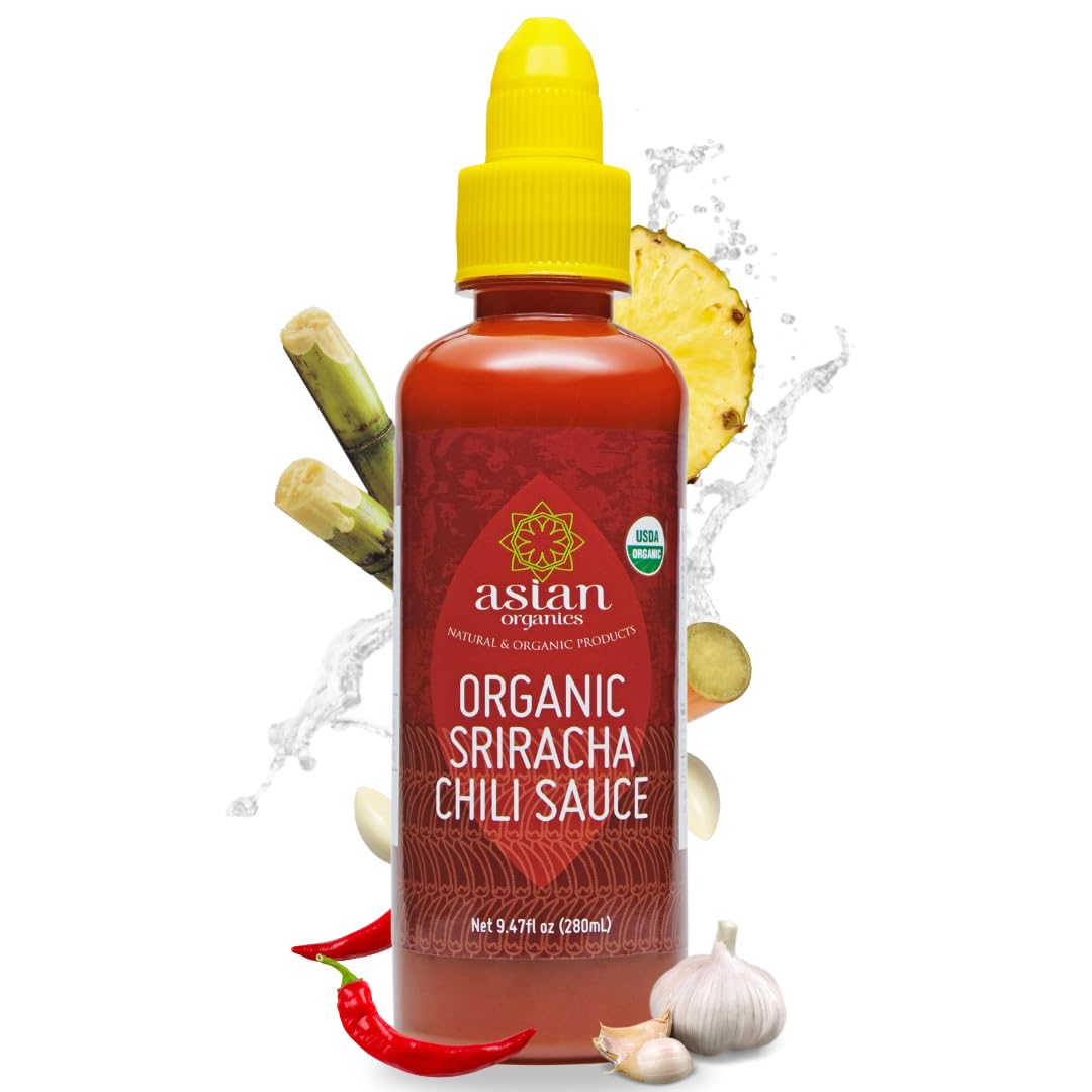 Asian Organics – Salsa de chile picante sriracha orgánica – Salsa picante asiática 100% certificada por USDA, sin MSG, sin OMG, salsa picante