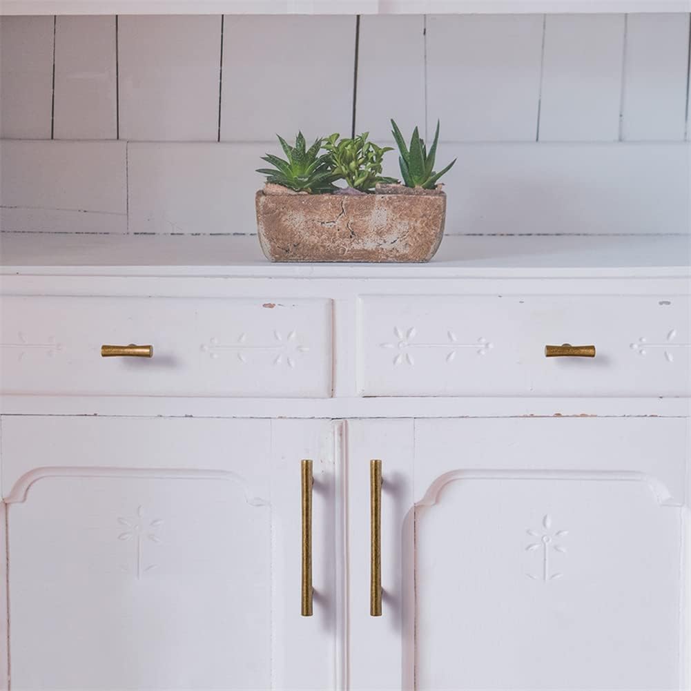 Yanxia Manijas de gabinete de latón antiguo, tiradores de cajón de refinamiento rústico para cocina, accesorios de gabinete para dormitorio,