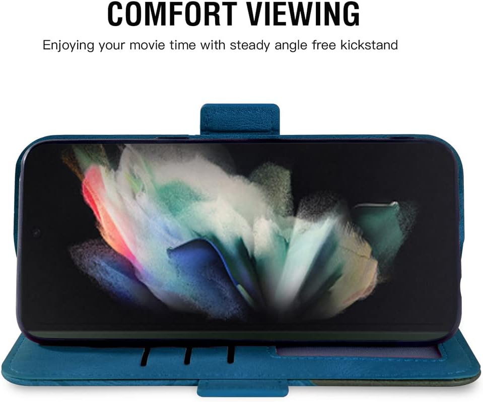 Asuwish Compatible con Samsung Galaxy Z Fold 4 5G 2022 – Funda tipo cartera y cordón de cuero, soporte para tarjetas, accesorios celulares, fundas