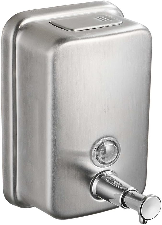 Dispensador de jabón de montaje en pared – Dispensador de jabón líquido de acero inoxidable manual para baño, hotel, restaurante comercial, 16.9 fl