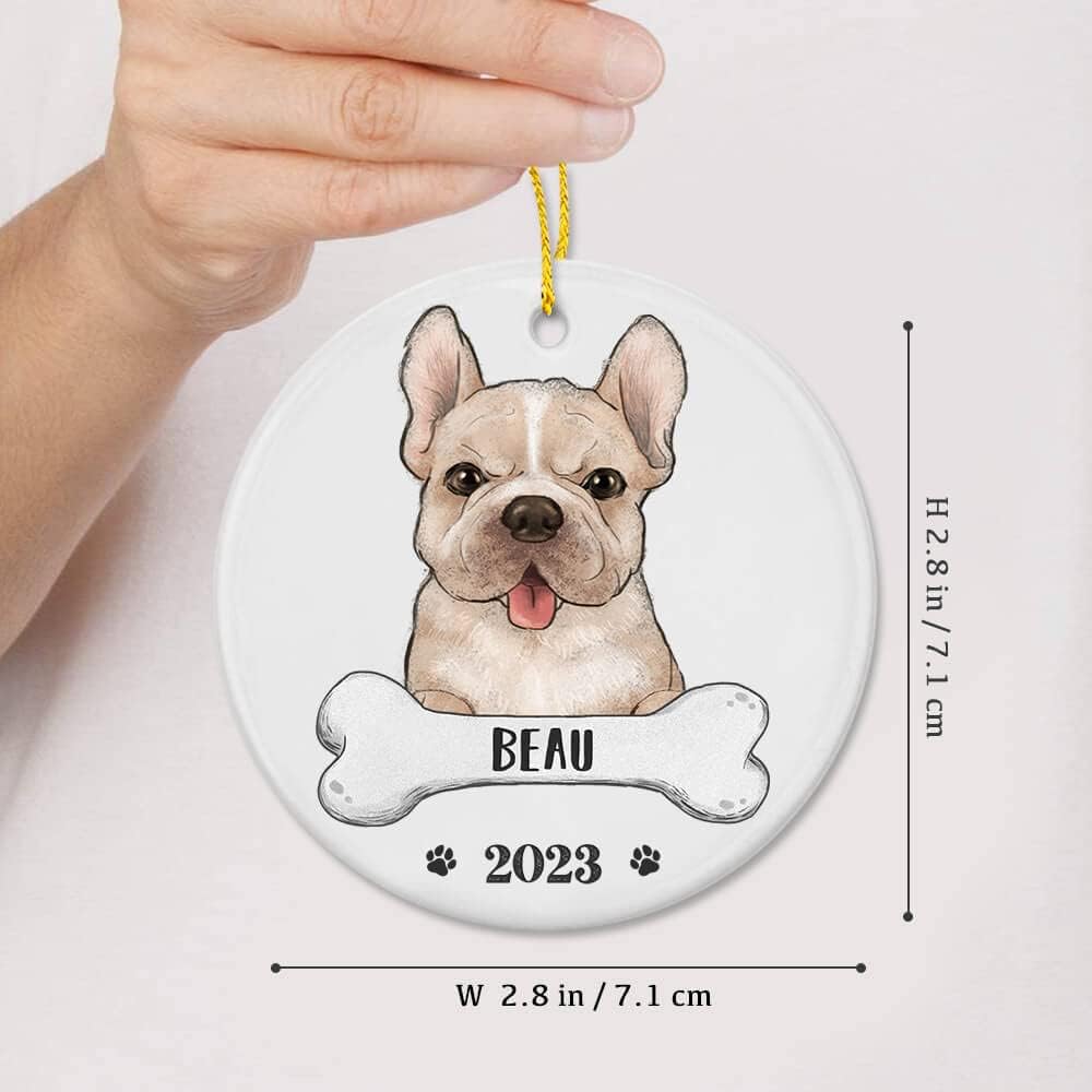 TheUnifury – Adornos personalizados para perro Bulldog francés para árbol de Navidad, regalos de bulldog francés para amantes del bulldog francés,
