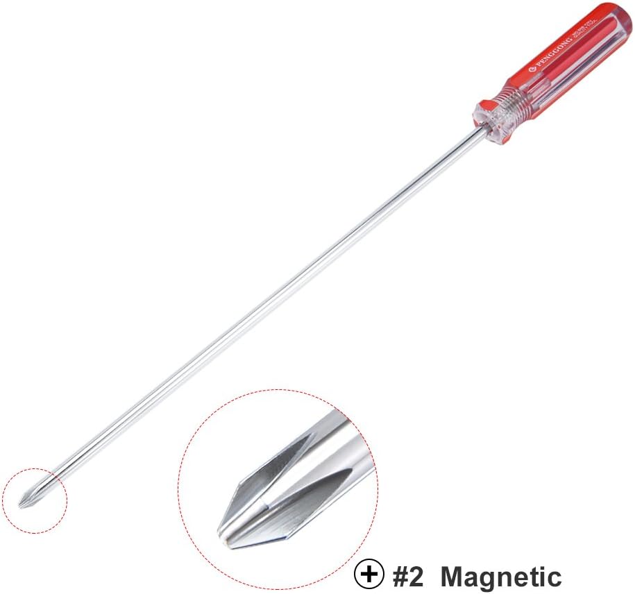 uxcell Destornillador magnético #2 Phillips con eje de acero al cromo vanadio de 10 pulgadas para reparación de mejoras para el hogar y manualidades