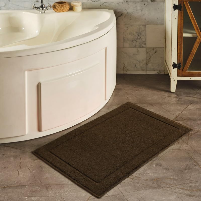Hawmam Linen Tapetes de baño, 21 x 34 pulgadas, paquete de 2, 100% algodón hilado en anillo, diseño de bandas, altamente absorbentes, lavables a