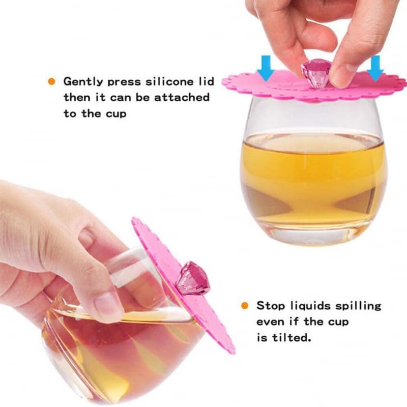 WEISIPU 6 piezas de cubierta de vaso de vidrio de silicona de dibujos animados, cubiertas reutilizables antipolvo para tazas de vidrio de bebida de