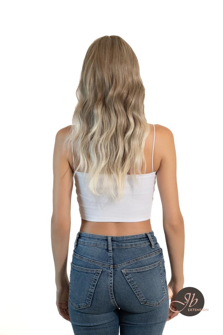 Peluca de encaje frontal KARIN mezcla de rubio, pelucas onduladas para mujer, pelucas sintéticas naturales para uso diario (pelucas de cabello