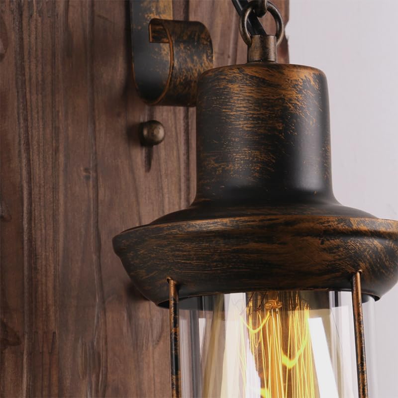 LightInTheBox Retro Rustic Wall Sconces, Industrial Vintage Wall Light Fixtures Farmhouse Antique Wooden Wall Lamp for Aisle, Vanity Mirror,