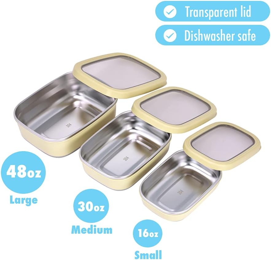 MIRA Contenedores reutilizables de acero inoxidable para almacenamiento de alimentos, lonchera Bento con exterior antideslizante para preparación de