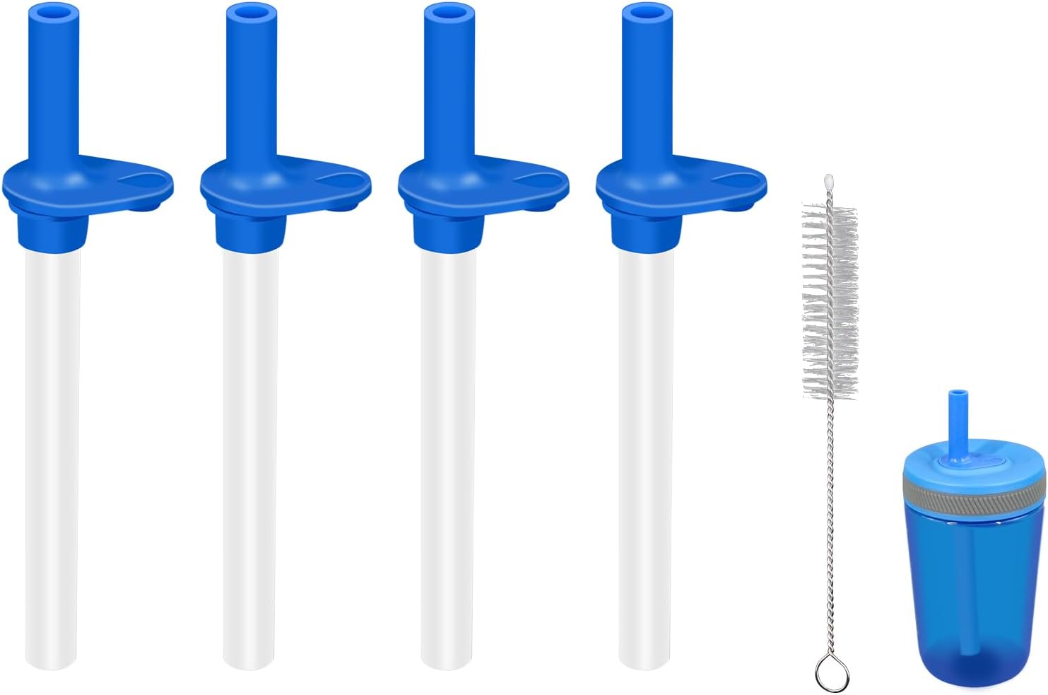 KLOWOAH Pajitas de repuesto compatibles con botella de agua Zak de 15 onzas, sin BPA y duradera, popote reutilizable con cepillo de limpieza (azul,