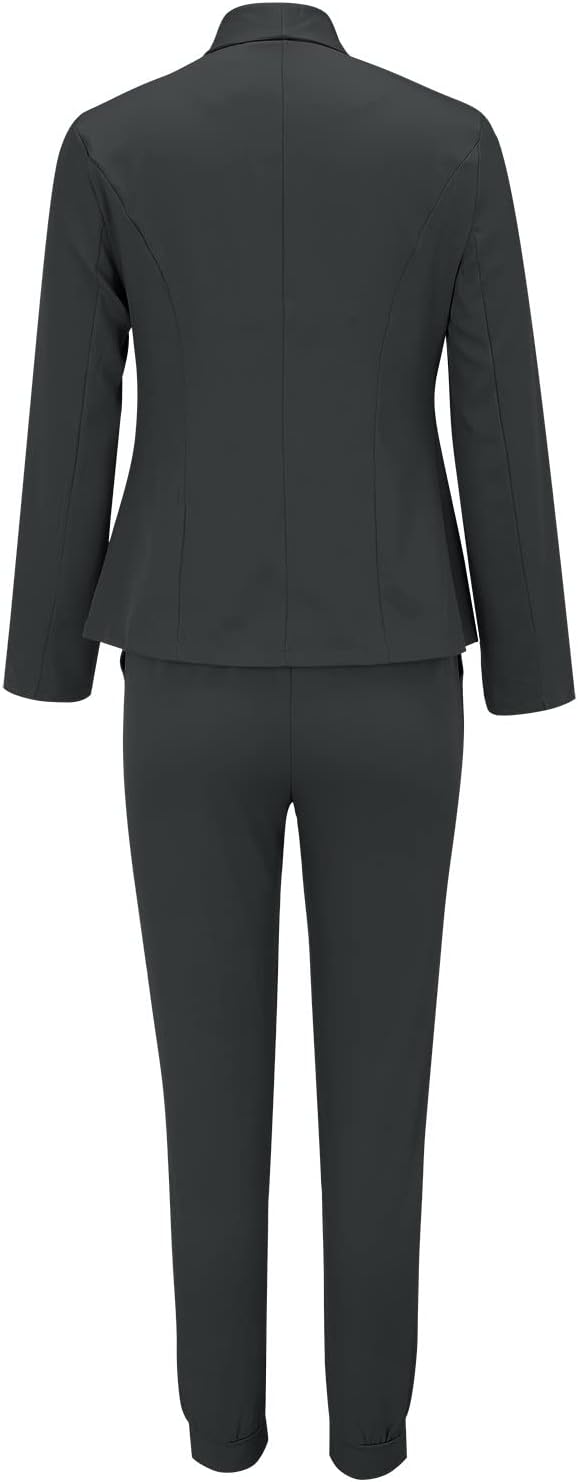 Conjunto de blazer de dos piezas para mujer, chaqueta informal de negocios con parte delantera abierta, chaqueta y pantalones de lápiz, trajes de