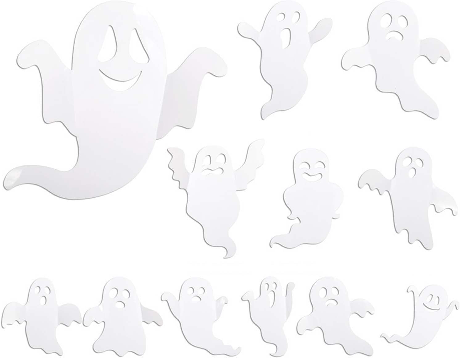 Adhesivo 3D para ventana de fantasma, Halloween para ventanas de cristal, calcomanías de fantasma 3D de PVC para decoración del hogar de Halloween