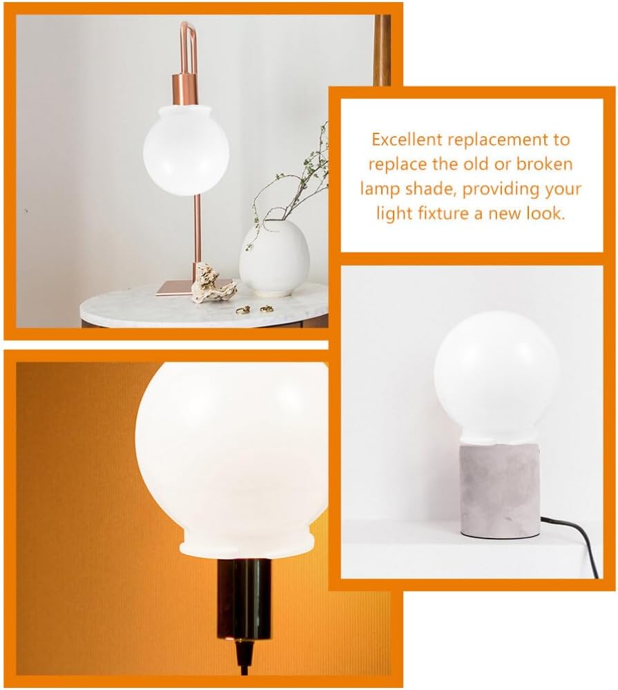 2 unids acrílico lámpara poste globo con cuello blanco lámpara sombra redonda de plástico globo de luz apertura cuello ventilador de techo cubiertas