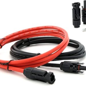 KEDAKEJI Cable de extensión de panel solar de calibre 10, 10 AWG, 1 par de 5 pies negro + 5 pies de cable de extensión de panel solar rojo con KEDAKEJI Cable de extensión de panel solar de calibre 10, 10 AWG, 1 par de 5 pies negro + 5 pies de cable de extensión de panel solar rojo con
