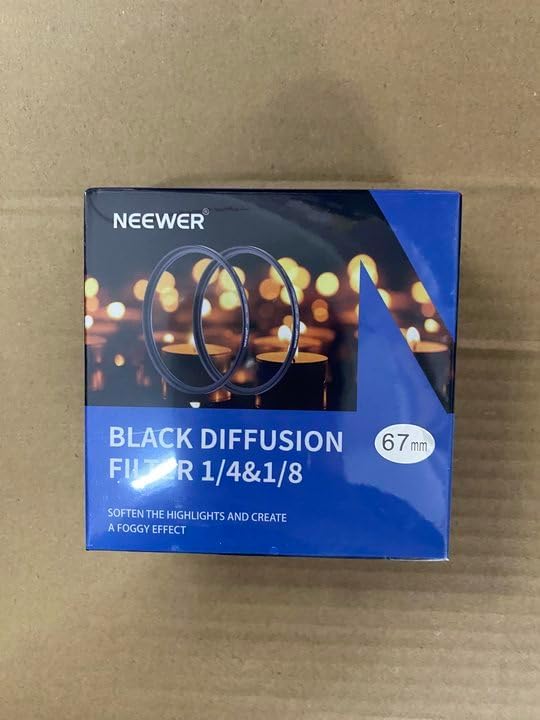 NEEWER Juego de 2 filtros de lente de difusión negra de 2.638 in, filtros de efecto cinematográfico de niebla de 14 y 18 con fundas de