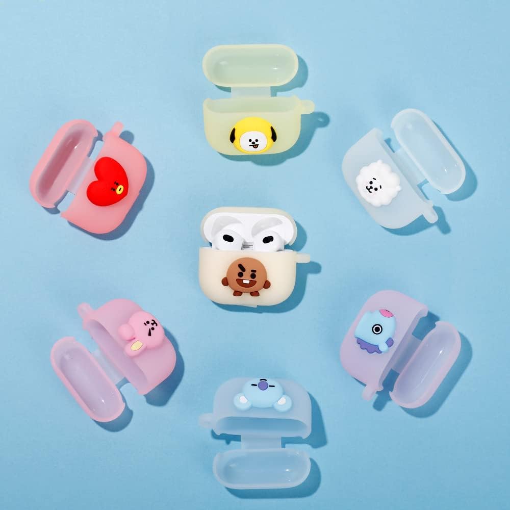 BT21 Funda compatible con Apple AirPods de 3 generación, funda translúcida de gelatina con funda compatible con AirPods 3, carga inalámbrica