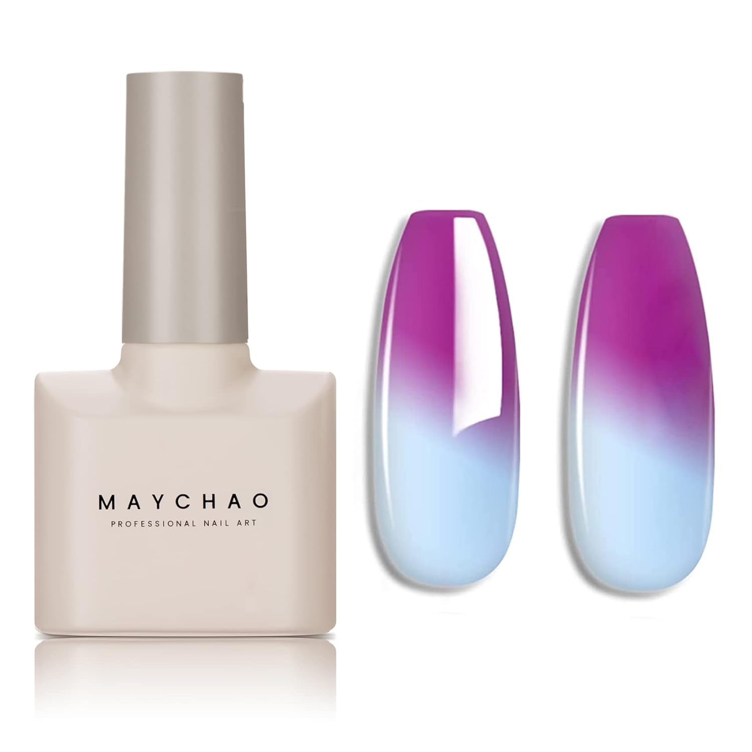 MAYCHAO Esmalte de uñas de gel que cambia de color de 0.5 onzas líquidas, 1 unidad de esmalte de gel con cambio de temperatura, color magenta, azul