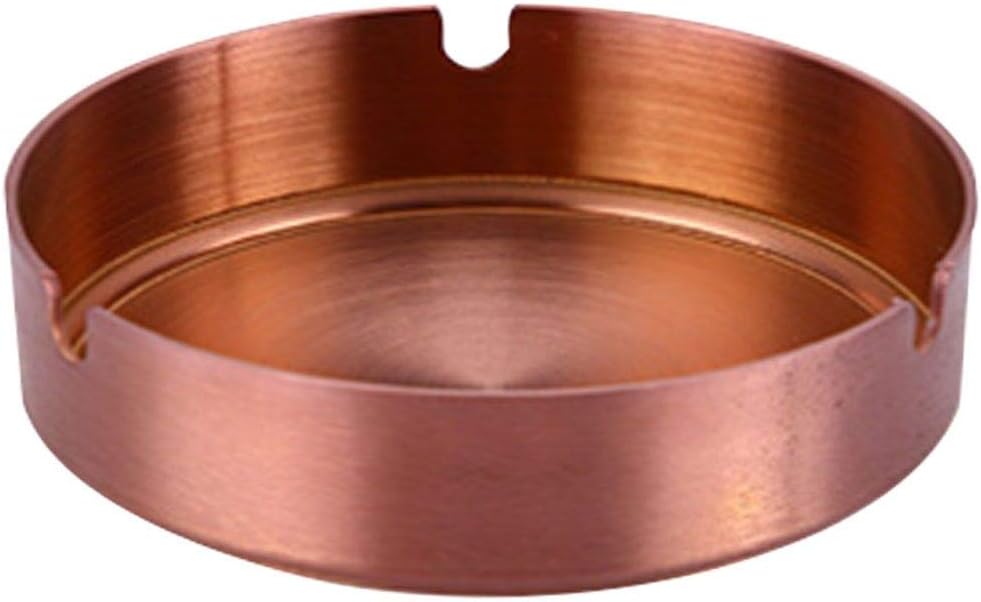 Cenicero de metal de acero inoxidable, cenicero interior al aire libre, decoración de la oficina del hogar, bandeja de ceniza para fumar, (oro rosa)