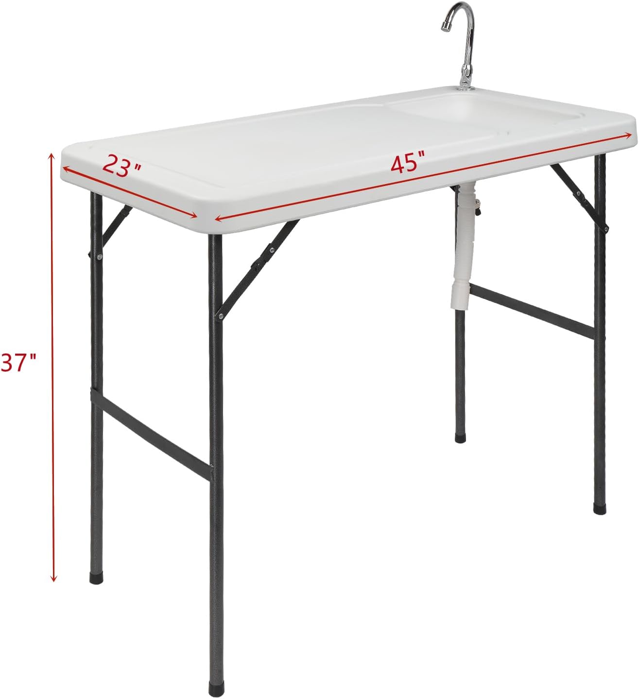 Mesa plegable de pescado, limpieza de caza al aire libre, corte, camping, picnic, estación de lavado, mesa de limpieza con grifo de fregadero