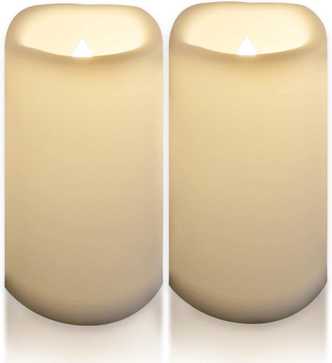 Velas impermeables sin llama para exteriores, funcionan con pilas, con temporizador, gran resina plástica brillante, parpadeante, LED, farol,