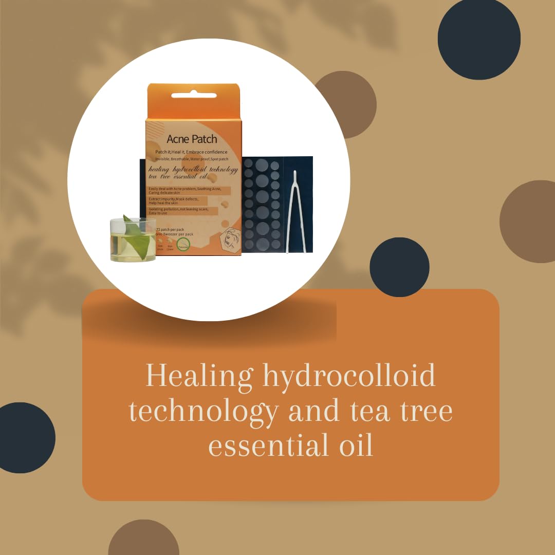 Parche hidrocoloide para espinillas para acné con aceite de árbol de té, incluye pinzas para un parche seguro, tratamiento de manchas y cuidado de