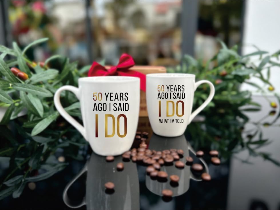 Tazas de aniversario de boda, 50 Years Ago I Said I Do, I Said I Do What I’m Told, taza de café para parejas, regalo de broma, divertido regalo de