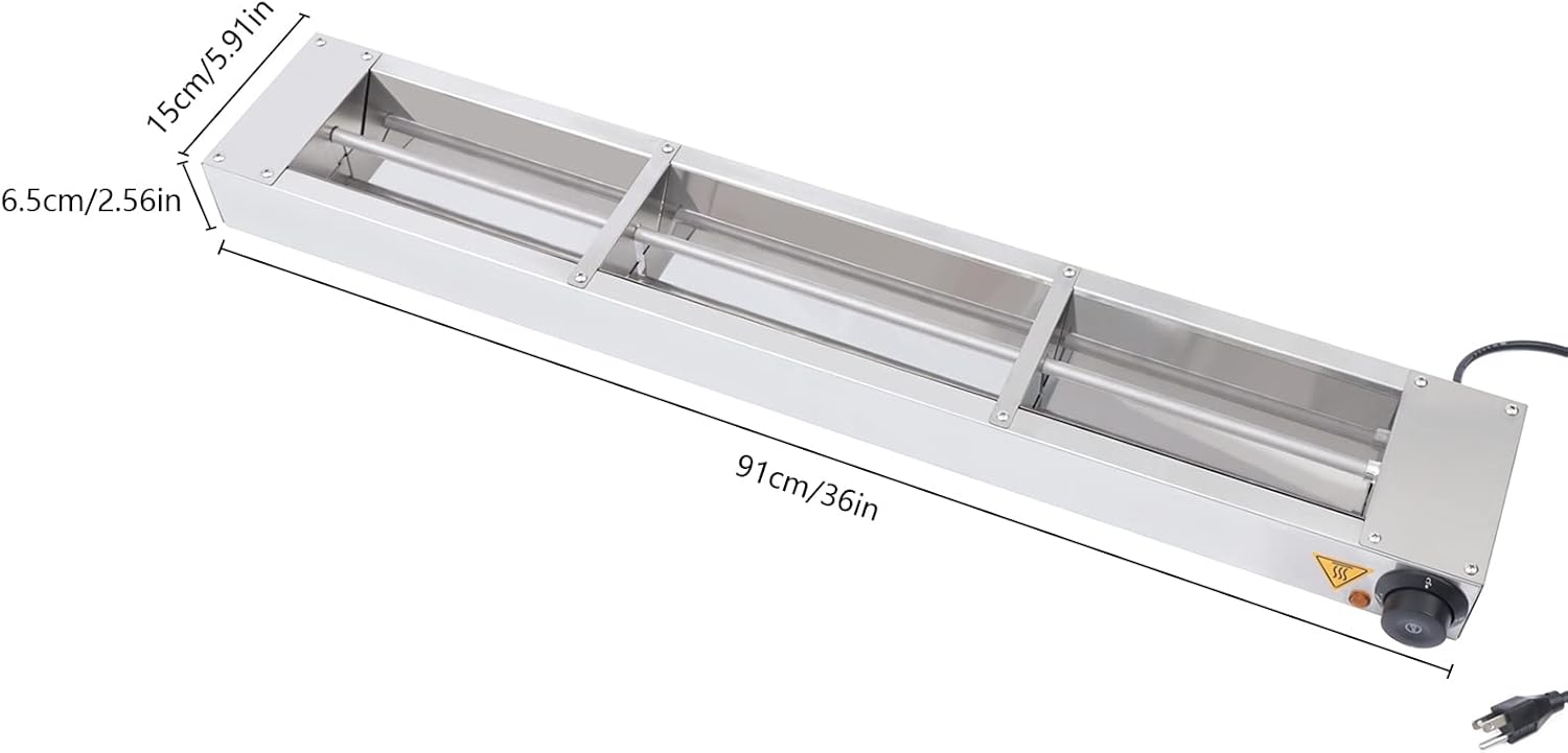 Lámpara eléctrica comercial de calor de alimentos de 36 pulgadas, 110 V, 600 W, calentador de alimentos con temperatura ajustable de 30  a 185.0 F,