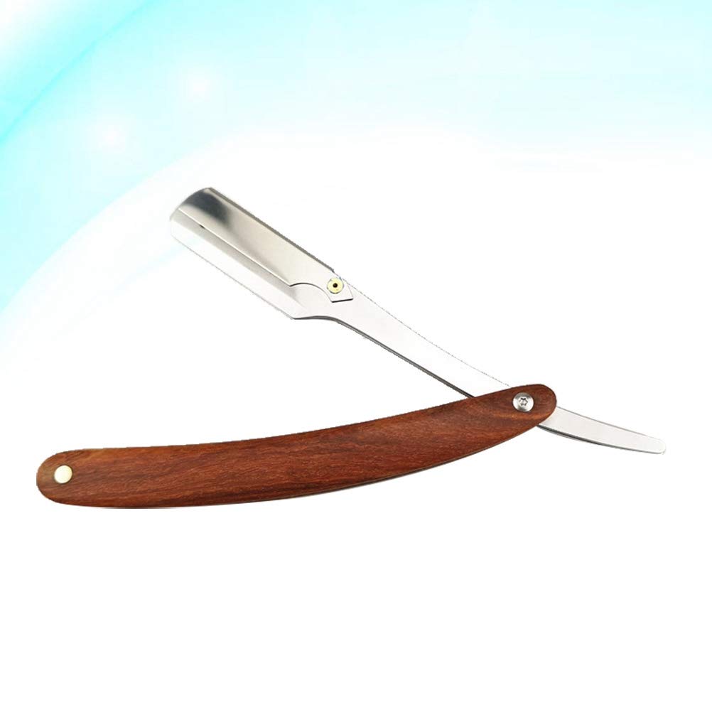 Beaupretty Maquinillas de afeitar de acero rectas elegantes para hombre, estilo vintage, lacio, de metal, maquinilla de afeitar de peluquero sin