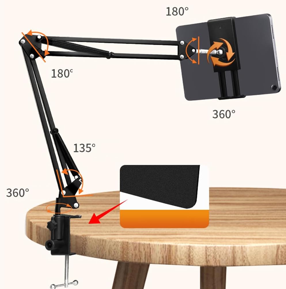 Soporte oculto para tableta de teléfono de cabecera retráctil, soporte plegable ajustable para tableta, soporte de brazo para tableta compatible con