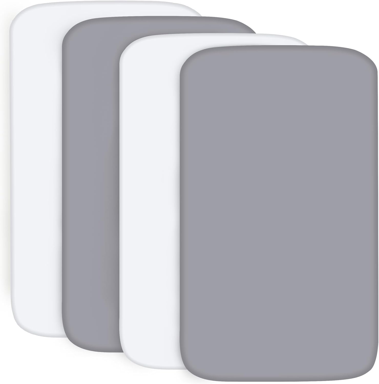 Biloban Sábanas neutrales para cuna, paquete de 4, sábana bajera ajustable para colchón de cuna estándar, sábanas acogedoras para niños y niñas,