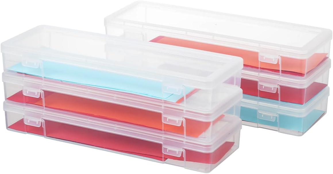 novelinks Contenedores apilables de plástico transparente con tapa de pestillo, organizador de suministros de manualidades para caja de lápices,