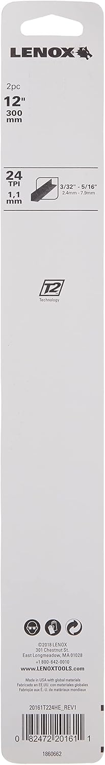 LENOX Tools – Hoja de sierra para metales, 12 pulgadas, 24 TPI, paquete de 2 (20161T224HE)